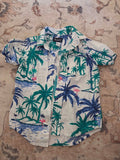 Flamingo Palm Print Button-Up Shirt