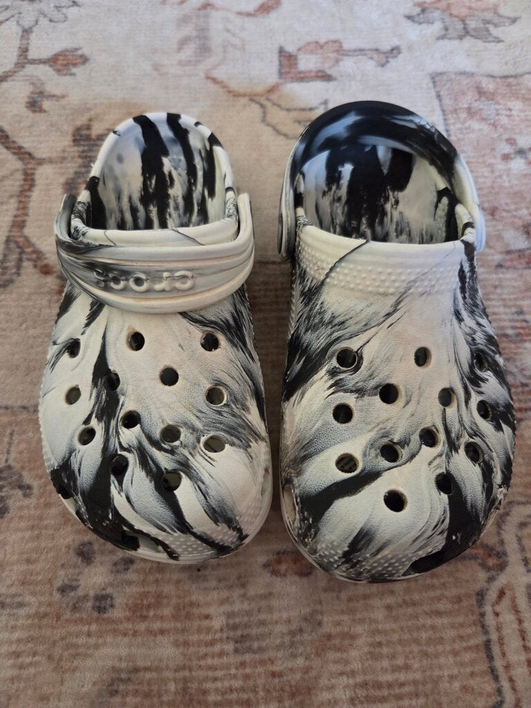Crocs Classic Clogs Black and White Swirl