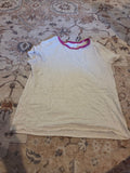 Light Grey Short Sleeve Top with Purple Trim