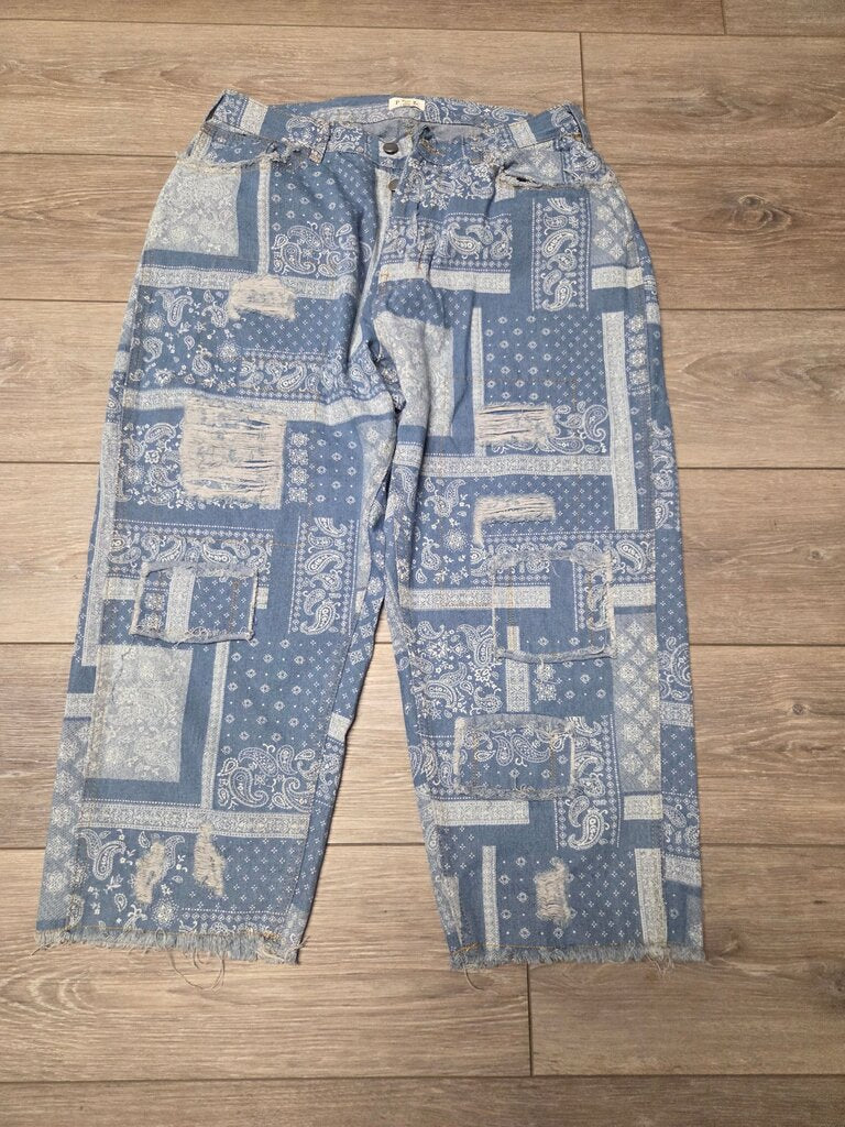 Vintage Blue Bandana Print Jeans