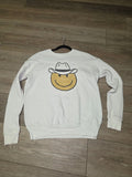Women's White Smiley Face Sweatshirt
