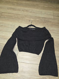 Black Ribbed Knit Crop Sweater
