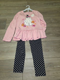 Pink Ghost Halloween Outfit with Polka Dot Leggings