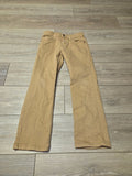 Khaki straight legged stretch jeans