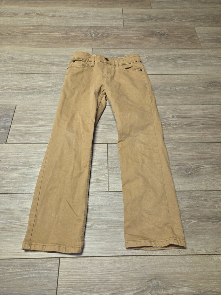Khaki straight legged stretch jeans