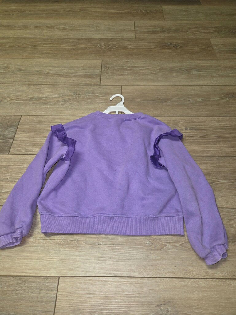 Purple Ruffled Sleeve Sweatshirt