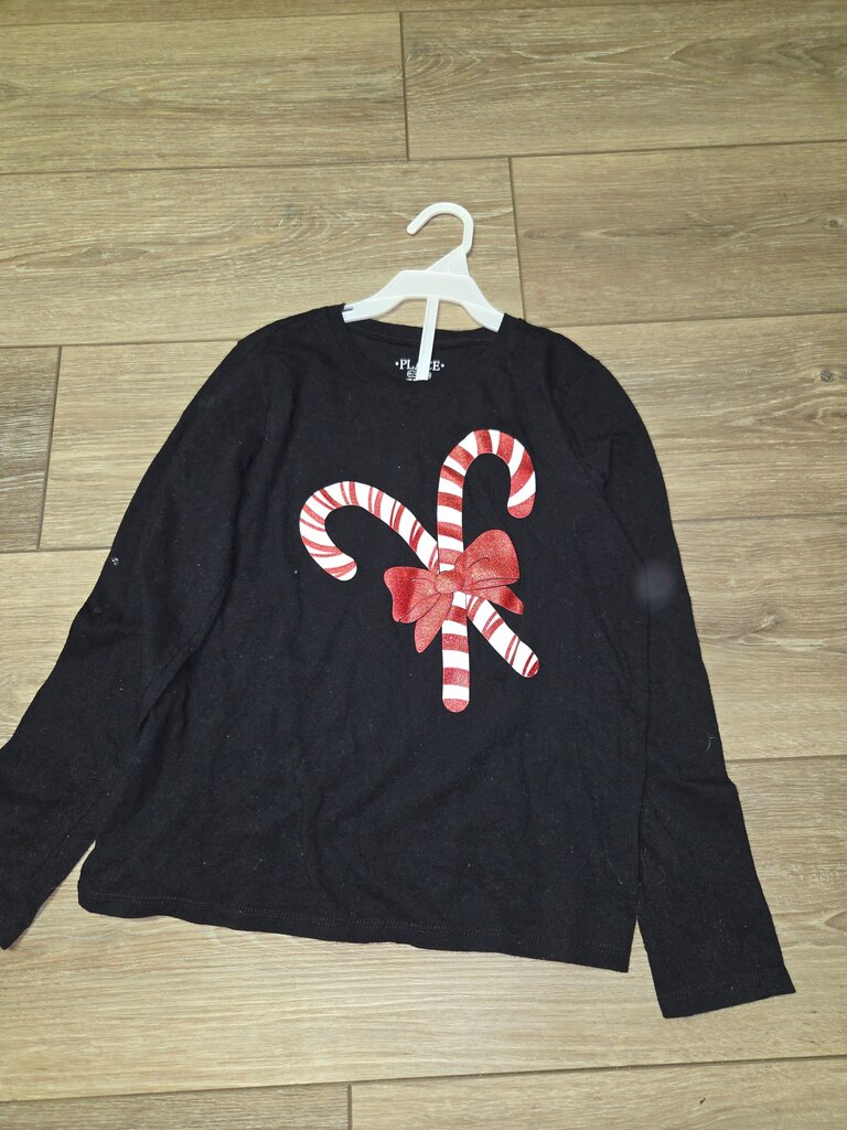 Girls Christmas Candy Cane Long Sleeve Shirt