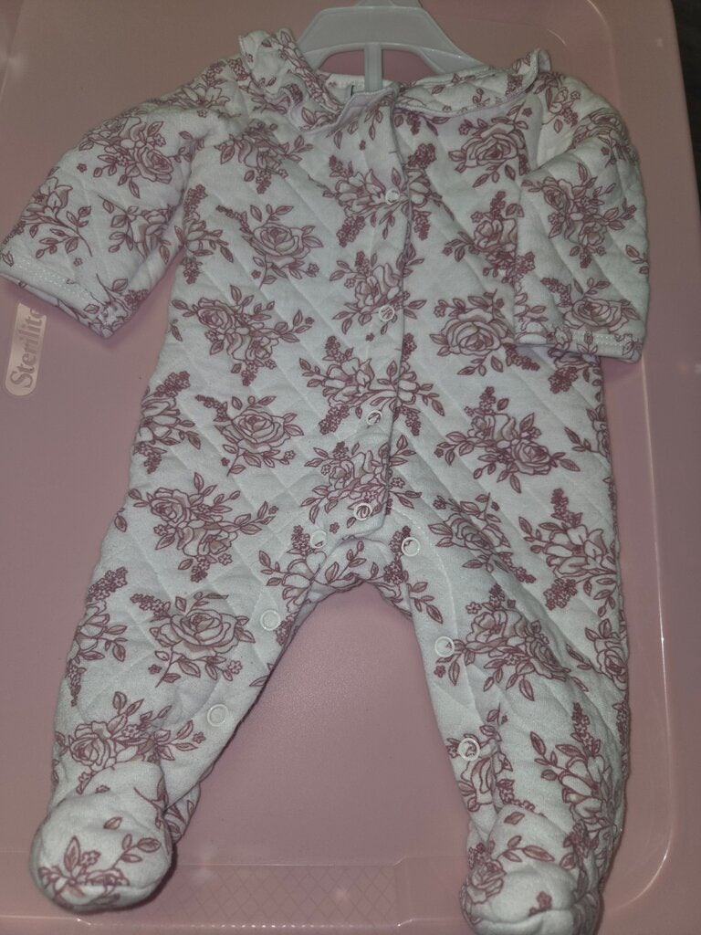 Floral Pattern Quilted Baby Romper