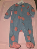 Baby Grey Fleece Sleep Suit with Peach Print