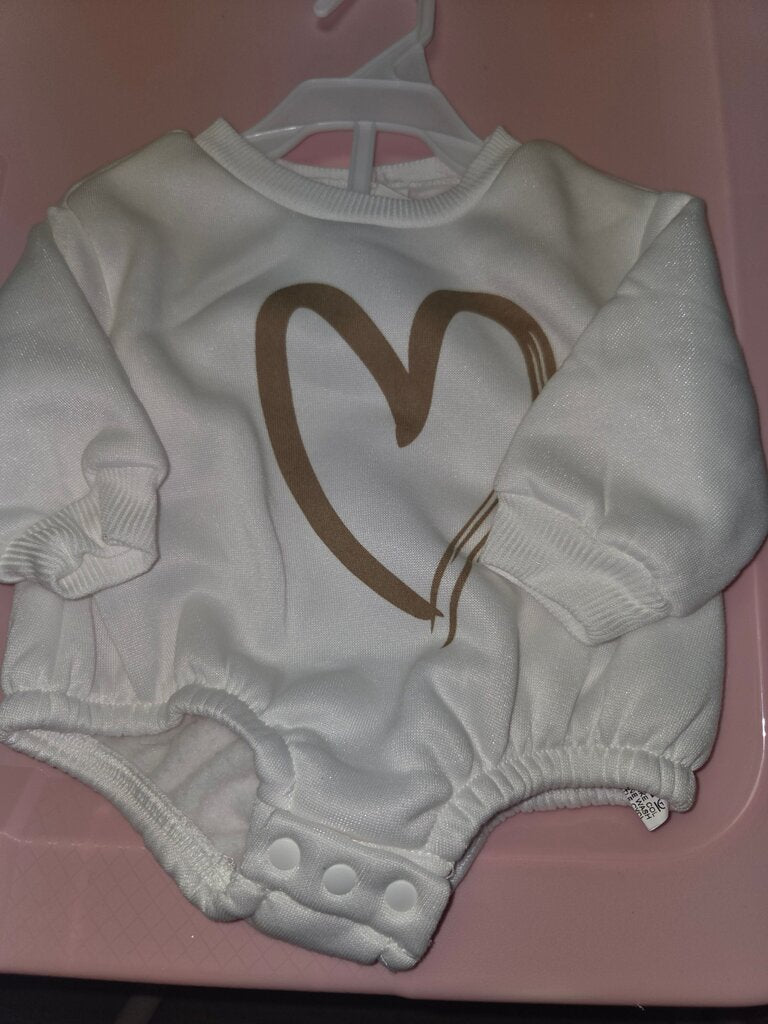Cute Cream Baby Bodysuit with Heart Design