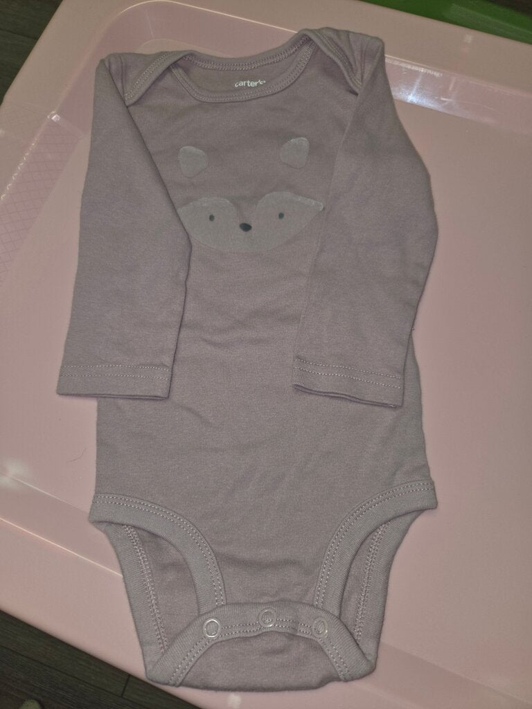 Carter's Purple Fox Print Long Sleeve Bodysuit