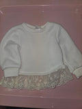 White Sweater with Lace Hem