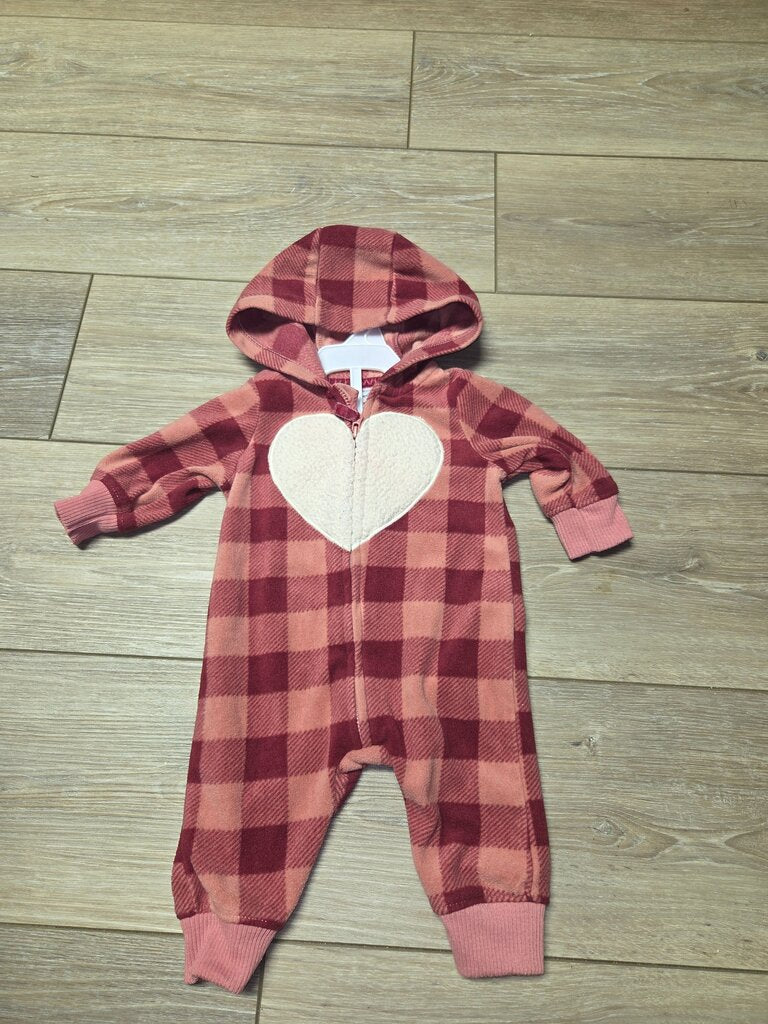 Infant Hooded Zip-Up Onesie with Heart
