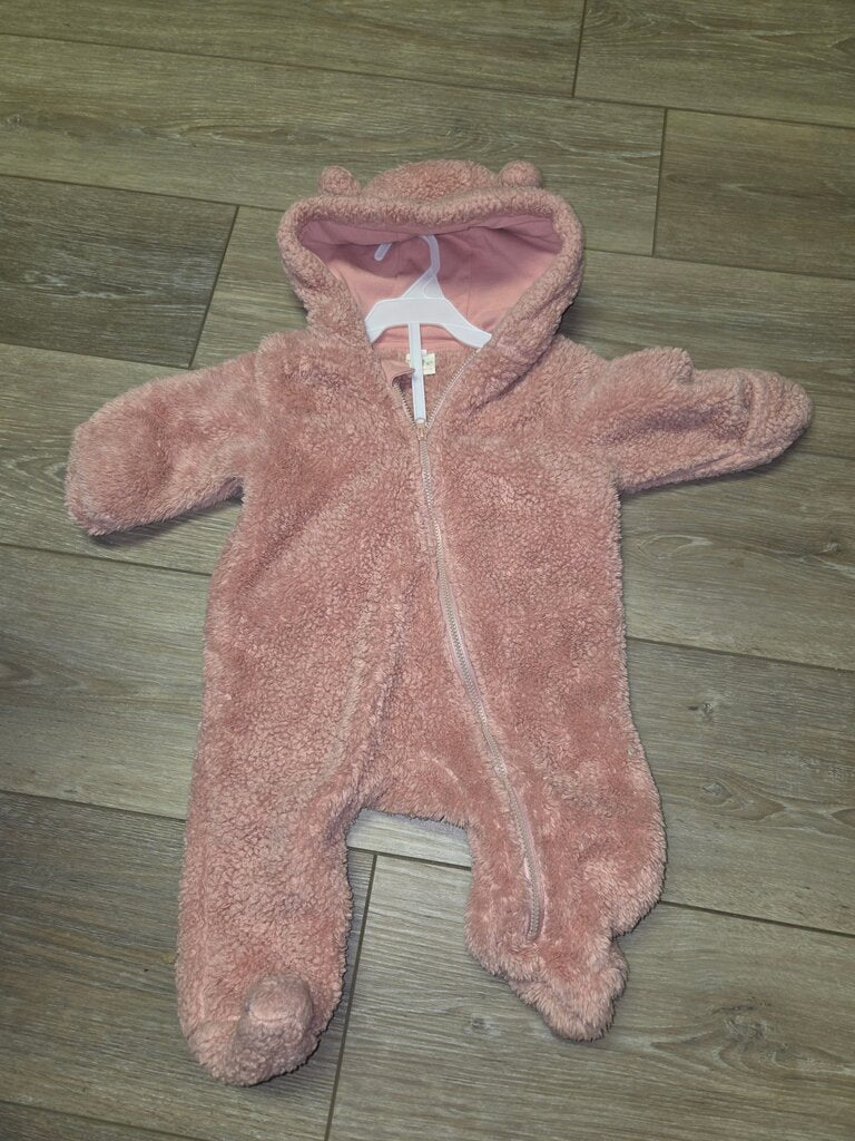 Cute Pink Bear Hoodie Jumpsuit for Infants