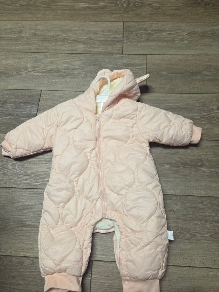 Baby Pink Quilted Snowsuit