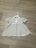 Girls' Striped Dress with Puff Sleeves