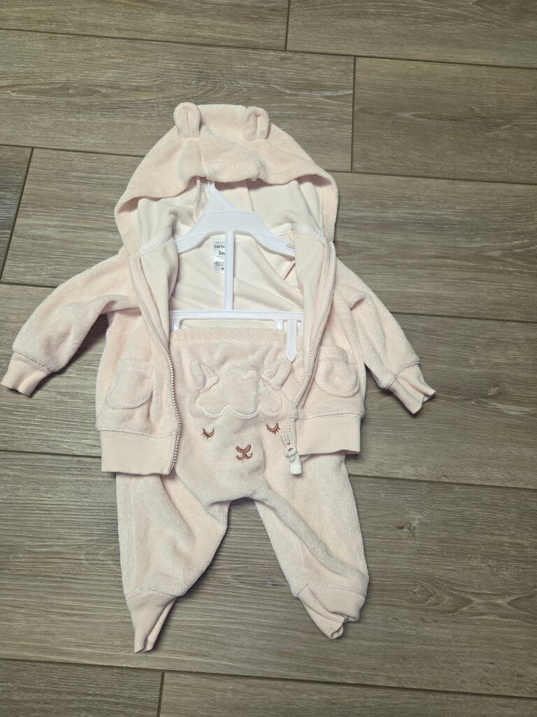 Baby Pink Hooded Outfit with Bear Ears
