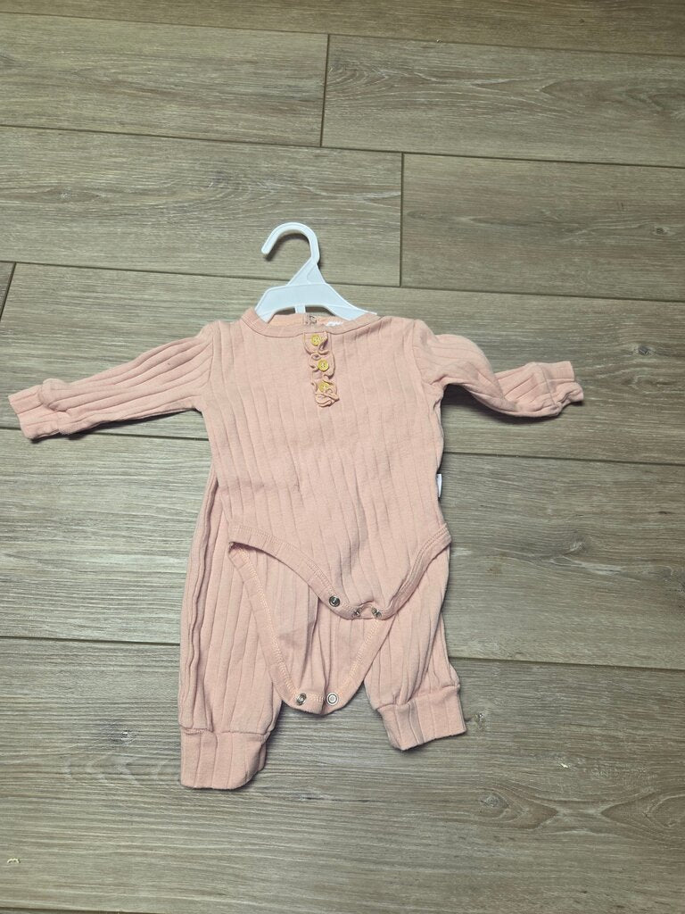 Pink Ribbed Baby Romper