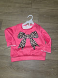 Pink Sweatshirt with Leopard Print Bow