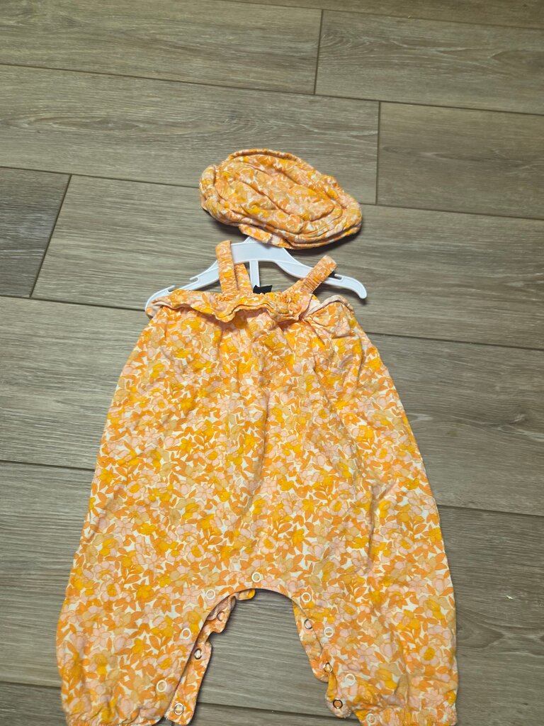 Floral Baby Romper Set with Hat