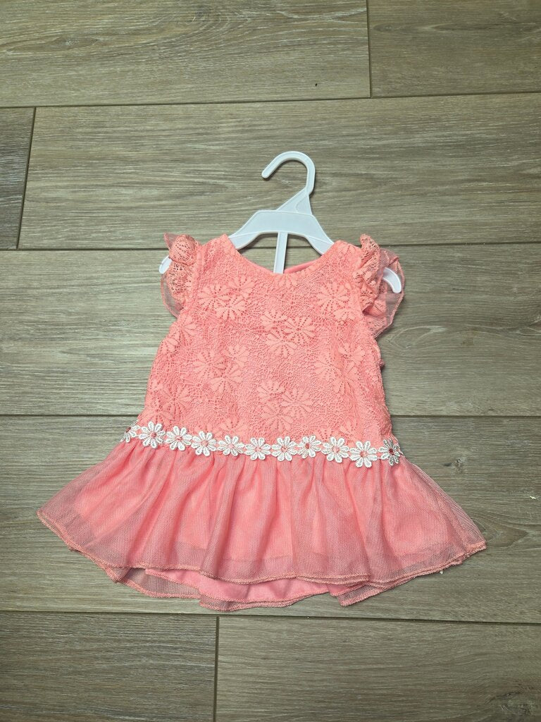 Girls Pink Floral Embroidered Dress