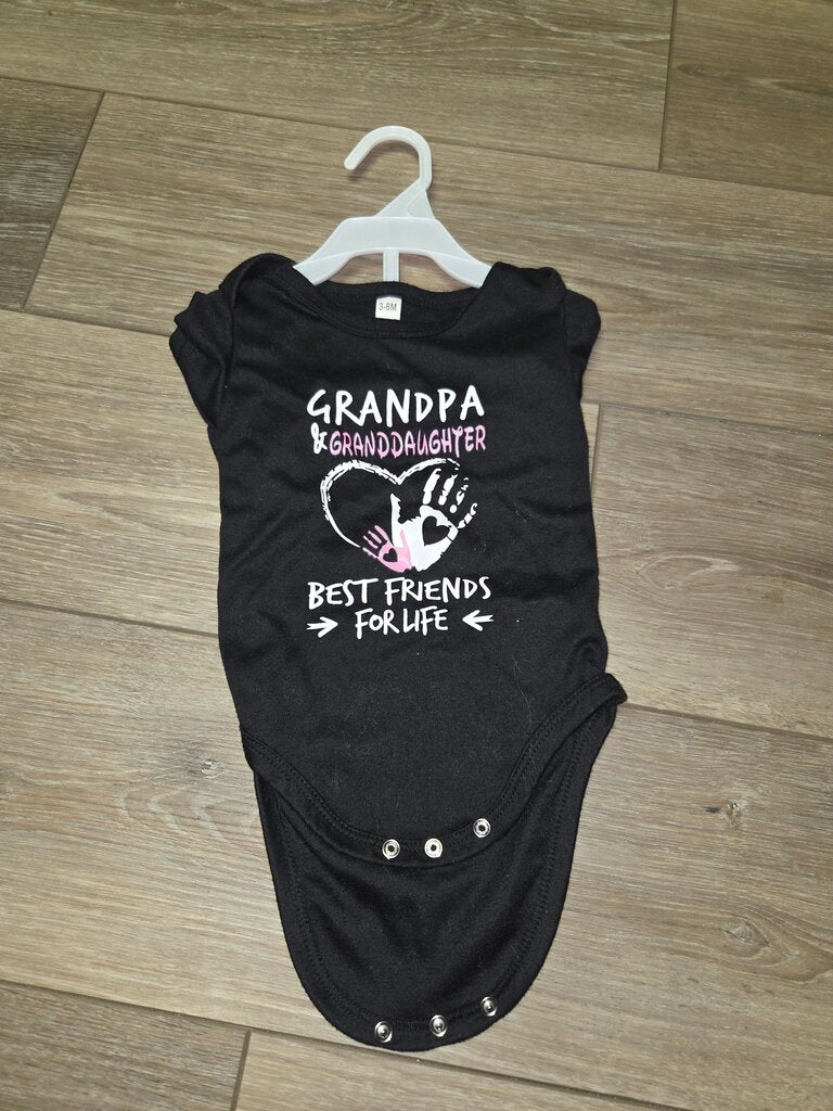 Grandpa & Granddaughter Best Friends Black Onesie 3-6M