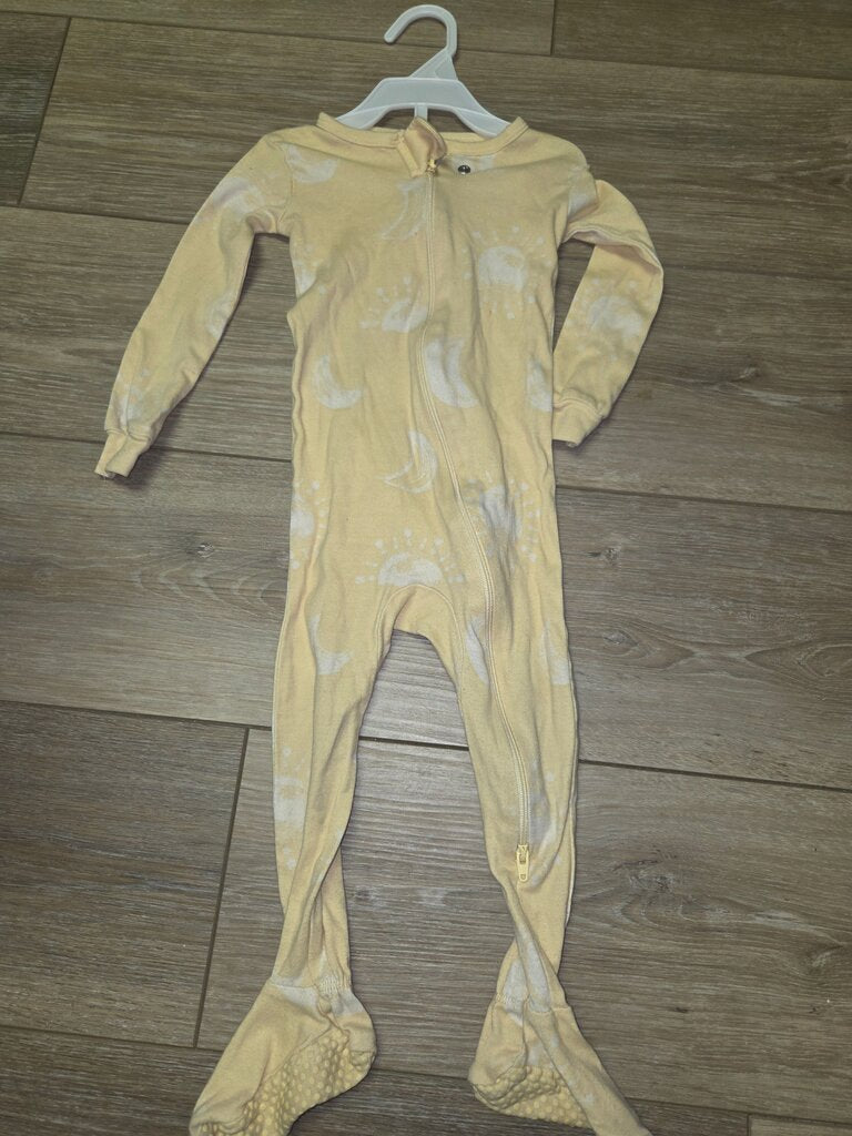 Baby Yellow Zip Pajamas with Moon Print