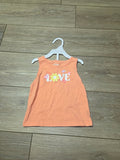 Girls Orange Love Tank Top