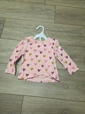 Pink Long Sleeve Heart Print Top