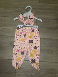 Floral Print Toddler Bottoms with Headband
