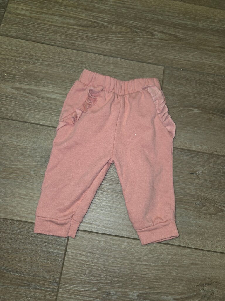 Girls Pink Ruffle Hem Sweatpants