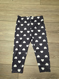 Girls' Black Leggings with White Hearts