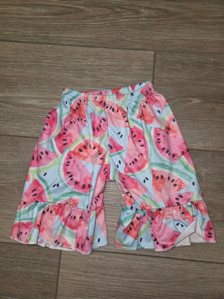 Girls' Watermelon Print Ruffled Shorts