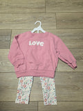Love Print Sweatshirt and Floral Leggings Set