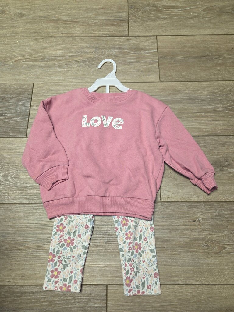 Love Print Sweatshirt and Floral Leggings Set