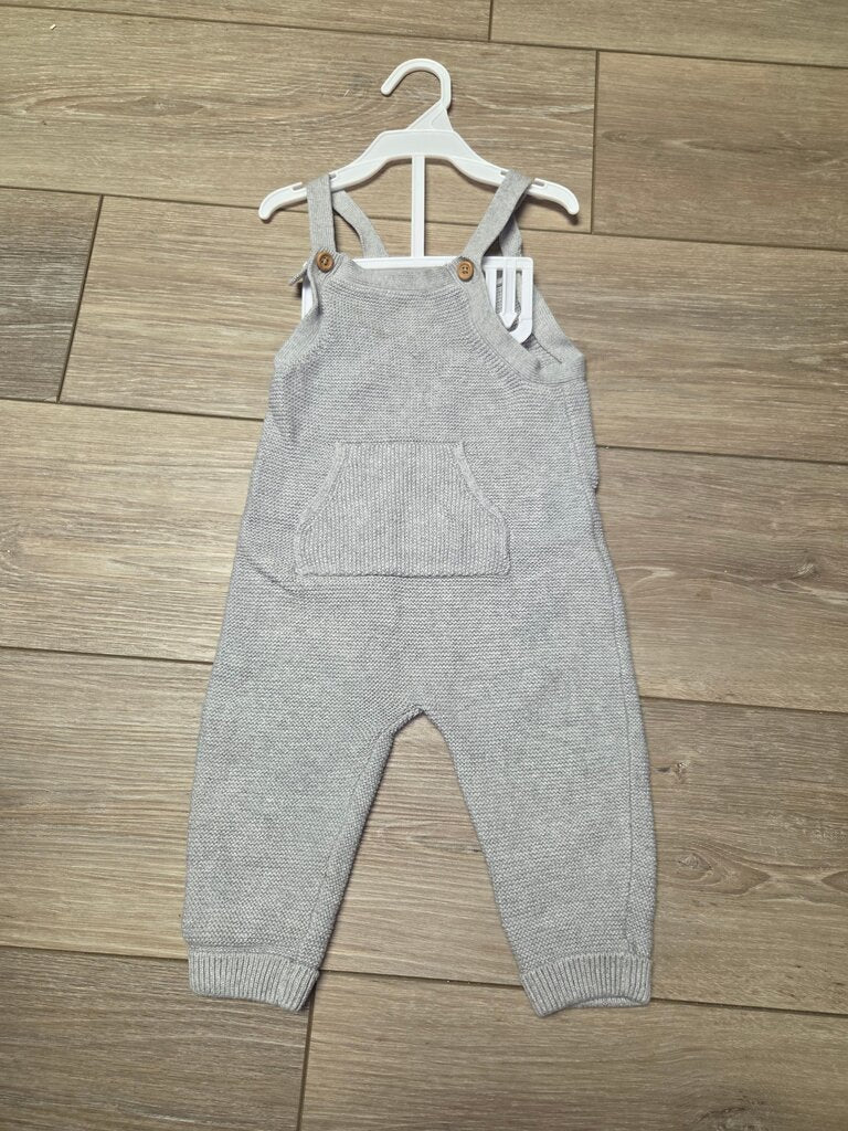 Gray Knitted Baby Overalls