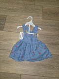 Girls Denim Pinafore Dress with Floral Print