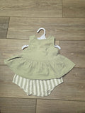Girls' Green Peplum Top with Striped Shorts Set