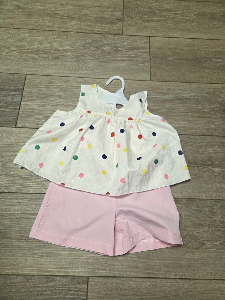 Polka Dot Top and Pink Shorts Set
