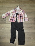 Plaid Jacket and Black Jumpsuit Set