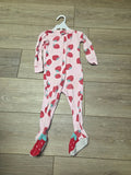 Pink Strawberry Print Baby Sleep Suit