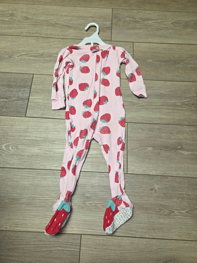 Pink Strawberry Print Baby Sleep Suit