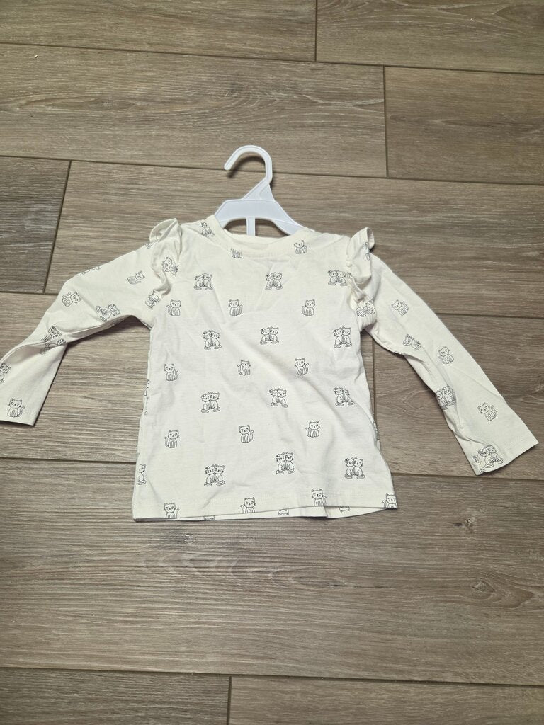 Cute Cat Print Long Sleeve Shirt