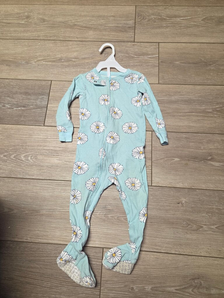 Blue Daisy Print Footed Pajamas