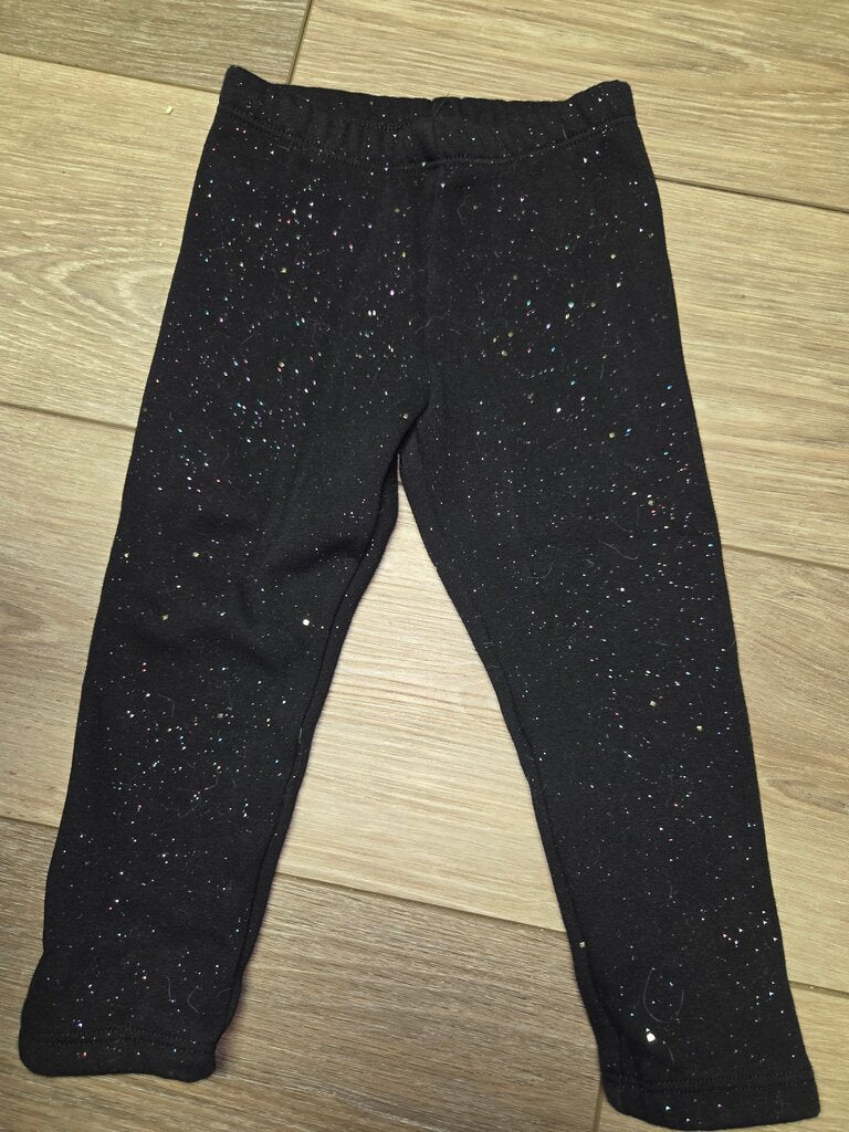Sparkly Black Fleece Leggings for Girls