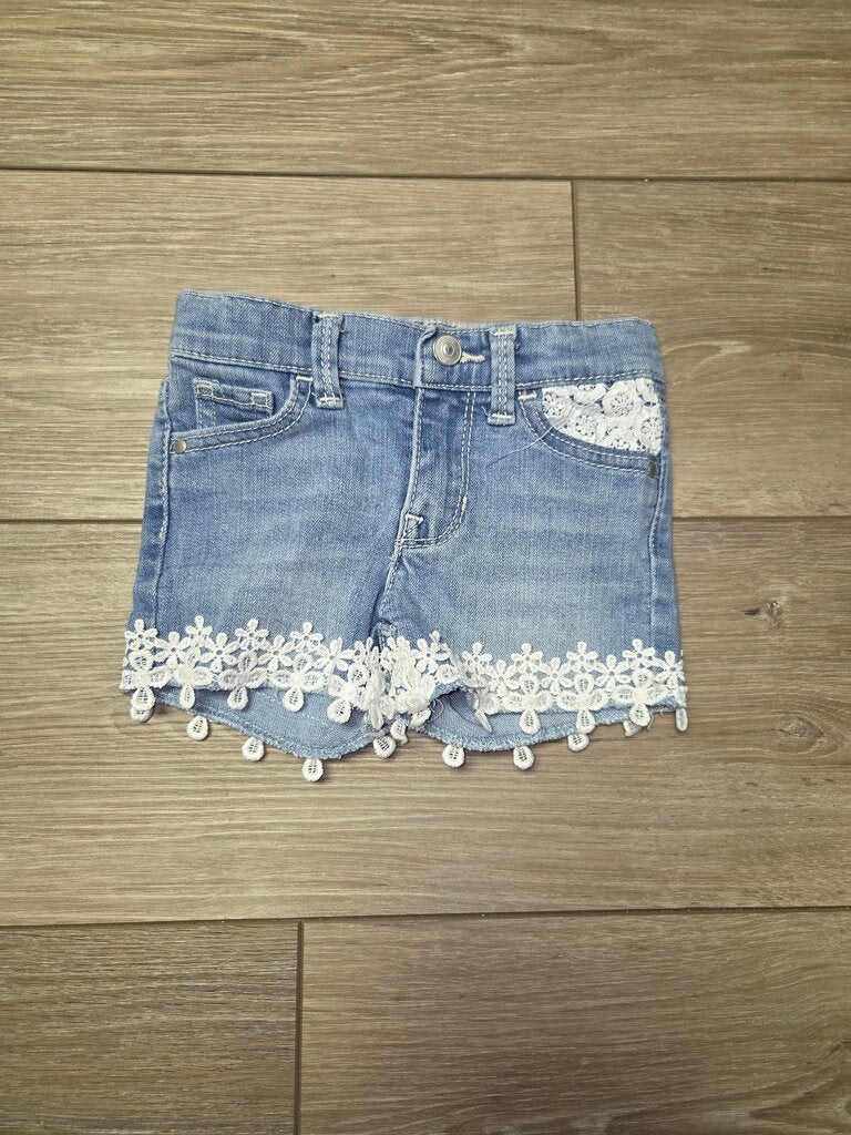 Girls Denim Shorts with Lace Trim