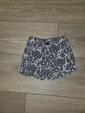 Black and White Floral Print Shorts