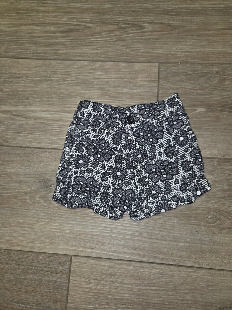 Black and White Floral Print Shorts