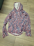 Floral Patterned Hooded Long Sleeve Top
