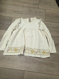 Girls White Embroidered Long Sleeve Top
